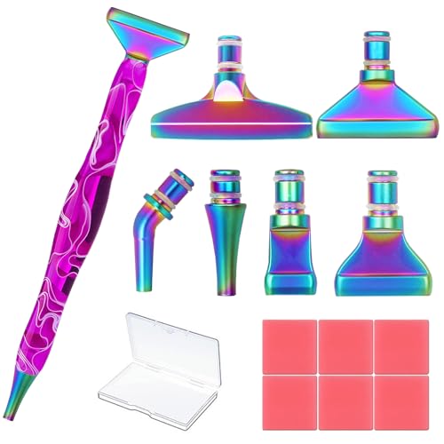 Diamond Painting Pens, “Classic Wax Stylus” Diamond Art Pen, Gem Painting Tools Accessories, Gem Art Pen with Metal Tips for 5D Craft Nail - color: 14PCS- pur rainbow