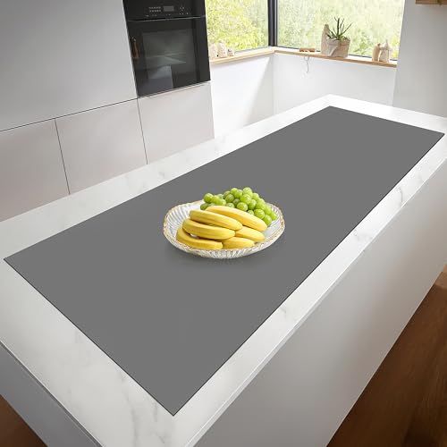 Silicone Mat Roll - Silicone Mats for Kitchen Counter, Heat Resistant Countertop Protector, Non-Slip Table Mat Desk Saver Pad, Multi-functional Cuttable Silicone Mat, Craft Mat - 17IN X 5FT - color: Gray, size: 17 x 60 in (0.03 in thick)