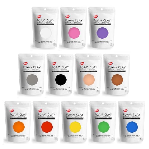 BOHS 12-Colors Foam Modeling Clay- for Cosplay,School Projects,Baby Hand Print,Slime - Squishy, Air Dry, Soft - Gifts for Adult and Kids - 12 pcs,2.65 lbs,Ages 3 & Up