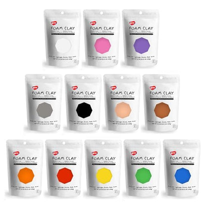 BOHS 12-Colors Foam Modeling Clay- for Cosplay,School Projects,Baby Hand Print,Slime - Squishy, Air Dry, Soft - Gifts for Adult and Kids - 12 pcs,2.65 lbs,Ages 3 & Up