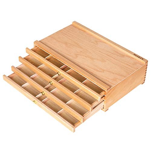 MEEDEN 4-Drawer Artist Supply Storage Box - Portable Foldable Multi-Function Beech Wood Artist Pencil & Brush Storage Box with Drawer & Compartments for Pastels, Pencils, Pens, Brushes, Stamp - color: Beechwood, size: 4-Drawer Storage Box