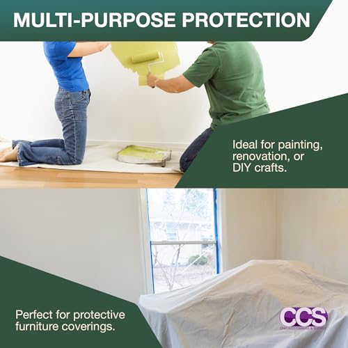 CCS Canvas Drop Cloth for Painting – All Purpose Cotton Duck Cloth Tarp for Curtains, Tablecloths, Backdrops – Washable & Reusable Floor Cover & Dust Sheet for Furniture (5x20 Ft) - size: 5 by 20 Feet