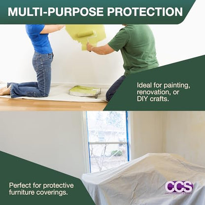 CCS Canvas Drop Cloth for Painting – All Purpose Cotton Duck Cloth Tarp for Curtains, Tablecloths, Backdrops – Washable & Reusable Floor Cover & Dust Sheet for Furniture (12x15 Ft) - size: 12 by 15 Feet
