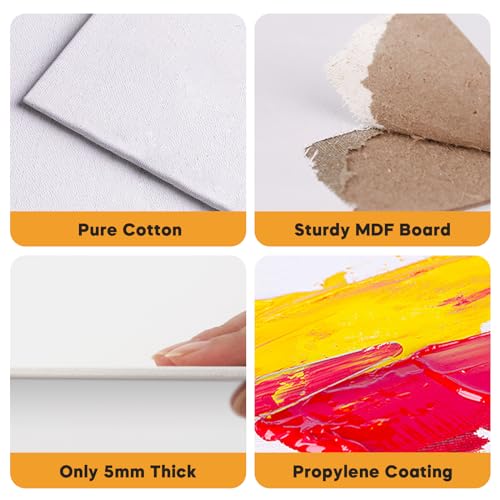 CONDA Canvas Board 8 x 10 inch, 24 Pack Canvases for Painting, 100% Cotton Canvas for Drawing, Gesso Primed Acid-Free, Artist Canvas Panels for Acrylic, Pouring & Oil Painting - size: 8" x 10", style: 24