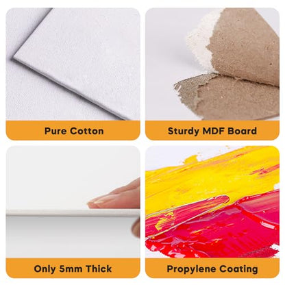 CONDA Canvas Board 8 x 10 inch, 24 Pack Canvases for Painting, 100% Cotton Canvas for Drawing, Gesso Primed Acid-Free, Artist Canvas Panels for Acrylic, Pouring & Oil Painting - size: 8" x 10", style: 24