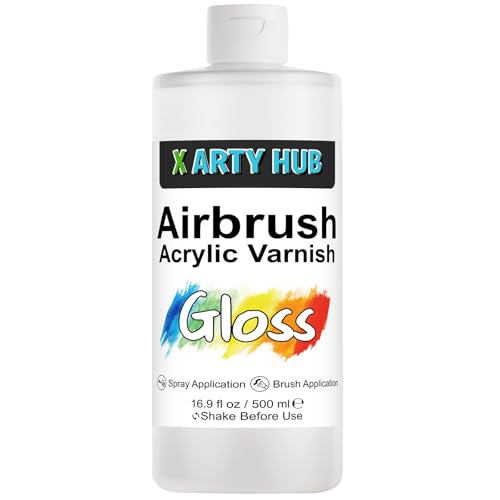 Acrylic Varnish High Gloss, 16.9 fl oz (500 ml) – Brushable & Airbrushable Clear Coat, Anti-Yellowing/Fading/Cracking Acrylic Paint Sealer, Waterproof for Indoor & Outdoor Use - color: Gloss, size: 16.9 fl oz