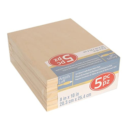 Artist's Loft 8" x 10" Cradled Wood Painting Panel Pack - Great for Painting, Decoupage, Decoration, Art & Crafts - 5 Pack - size: 8 x 10
