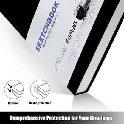 Hardcover Sketch Book, 110lb/180GSM Sketchbook for Drawing Painting, 160 Pages/80 Sheets Square Sketch Pad, 8×8 in Drawing Book Art Supplies for Teens, Adults, Artists - size: 8.3×8 Inch (1 Pack)
