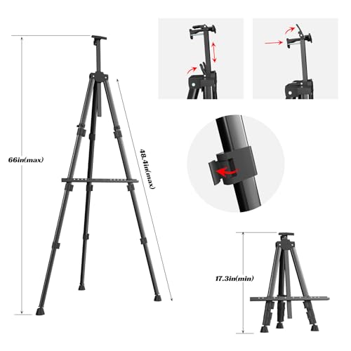 Easels for Painting Canvas, Aredy 66" Art Easel for Drawing, Portable Painting Easel Stand, Metal Table Top Easel (2 Pack) - style: 2 Pack