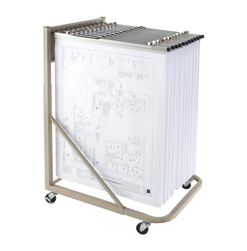 Mobile Blueprint Storage Rack – Holds Up To 1200 Blueprints In 12 Pivot Hangers – Vertical Blueprint Holder, Heavy Duty - MRWH - style: MRWH mobile blueprint storage