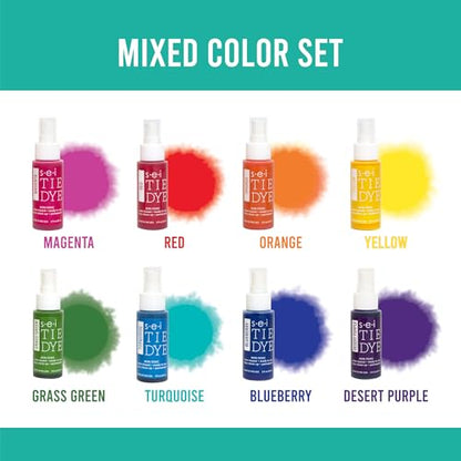 SEI 8 Pack Classic Tie Dye Spray Kit, Tye Dye Kits for Large Groups, Pre-Mixed Water Based Fabric Dye, Spray Bottle Included, Spray Paint for Clothes - color: Classic 8 Pack