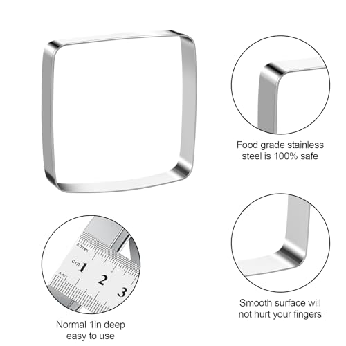 Square Round Corner Cookie Cutter Sandwich Cutters for Lunchbox Fruit Cutters Vegetable Cutters for Baking DIY X‘mas Birthday Party Decor, Pack of 5 - style: Square Round Corner