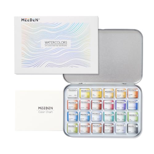 MEEDEN Professional Watercolor Paint Set: 24 Colors Semi-Moist Watercolor Set - High Saturation Art Supplies for Painting Adults Artists Pros - color: 24 Colors