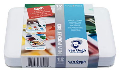 Van Gogh Watercolor Paint Set, Plastic Pocketbox, 12-Half Pan General Selection