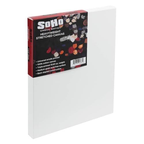 SoHo Urban Artist Heavyweight 9x12" Stretched Cotton Canvas 1.5" Deep - Triple Primed - Ideal for Acrylic and Oil Paint, 100% Cotton Canvas with Pine Stretcher Frame, Premium Art Canvas