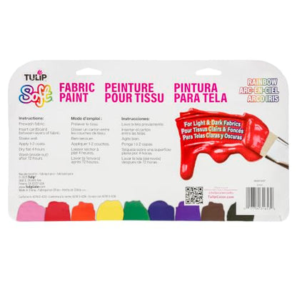 Tulip Soft Fabric Paint, Permanent Fabric Paint for Clothes, Rainbow Colors, 10 Pack, 1 fl oz bottles, Matte Finish Stays Flexible After Washing - color: Rainbow
