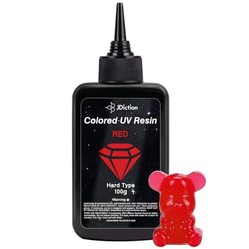 JDiction UV Resin Red, 100g Colored UV Resin Odorless and Hard Resins Kit for Jewelry Making, Colored Casting and Coating Crafts - color: Red