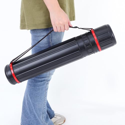 Hemobllo Telescoping Poster Tube Small Plastic Storage Tube with Cap Adjustable Extendable Black Art Blueprint Mailing Transport Case for Document and Drawing Storage