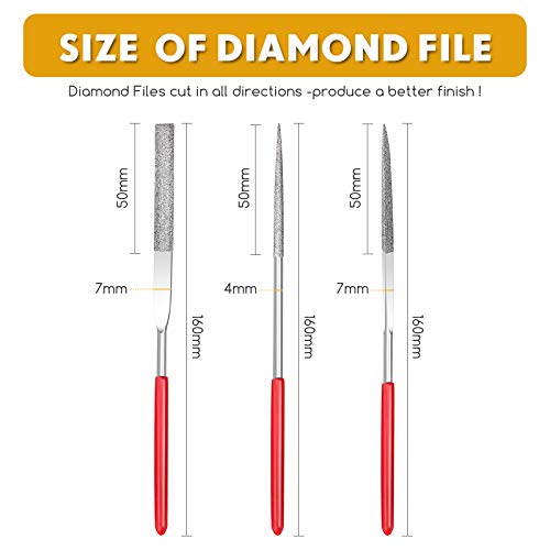 Mudder Miniature and Model Files, Includes Diamond Needle File Set(Round, Flat and Triangular,9 Piece)