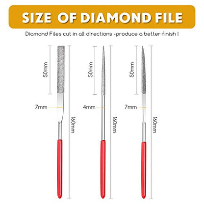 Mudder Miniature and Model Files, Includes Diamond Needle File Set(Round, Flat and Triangular,9 Piece)