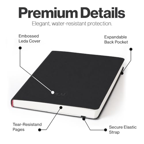 Leda Art Supply Black Swan A5 Sketchbook, 160 Pages, Smooth Cream Drawing Paper, Lay-Flat Softcover with Thread-Sewn Binding, Elastic Strap & Back Pocket (5.8 x 8.3 in) - size: Medium Black