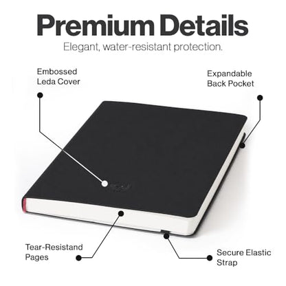 Leda Art Supply Black Swan A5 Sketchbook, 160 Pages, Smooth Cream Drawing Paper, Lay-Flat Softcover with Thread-Sewn Binding, Elastic Strap & Back Pocket (5.8 x 8.3 in) - size: Medium Black