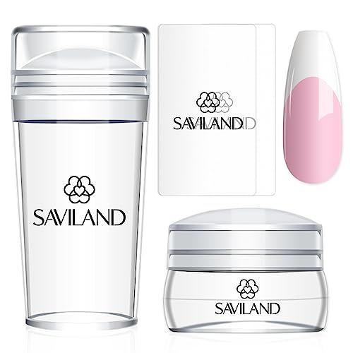 Saviland French Tip Nail Stamp: 4PCS Nail Art Stamper Kit Clear Silicone Nails Stamping Long & Short Jelly Stamper with Scrapers Nails Stamper Kit for French Manicure Home DIY Salon - color: 1A-Nail Art Stamper Kit