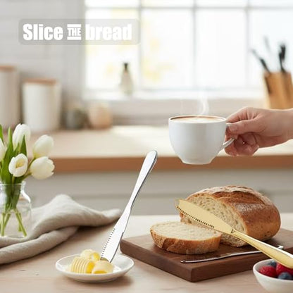 Stainless Steel Butter Knife, Food-Grade Material, Silver/Gold Finish. | Cheese knife is suitable for bread, jam, and cream, specifically for breakfast.