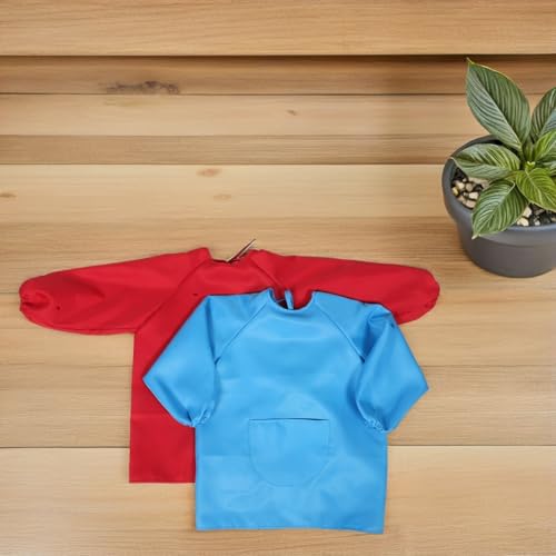 2pcs Long Sleeve Waterproof Painting Aprons with Pocket, Comfortable Polyester Material, Stain Prevention for Cooking and Art Activities, Full Coverage Aprons