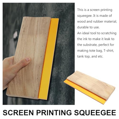 Abaodam Wooden Screen Printing Squeegee Set Rubber Blade and Silk Screen Frame Flat Ink Scraper Crafts and DIY Art Projects