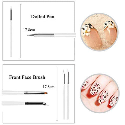 20pcs Nail Art Design Tools, 15pcs Painting Brushes Set with 5pcs Dotting Pens, WHITE … - color: White Brushes with Dotting Pens