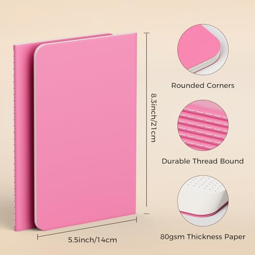 12 Pack Colorful Dot Grid Notebook Journals Bulk with Thick Paper, 60 Pages, 8.3x5.5 inch, A5 Size, Writing Subject Notebooks Planner for Student Travelers Office, Travel Journal Set - style: Dot