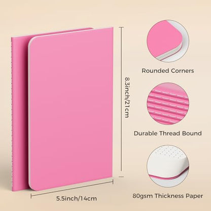 12 Pack Colorful Dot Grid Notebook Journals Bulk with Thick Paper, 60 Pages, 8.3x5.5 inch, A5 Size, Writing Subject Notebooks Planner for Student Travelers Office, Travel Journal Set - style: Dot