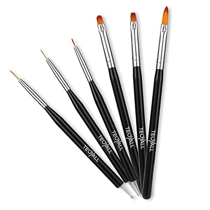 TEOYALL Nail Art Brushes - Builder Gel, Dotting Tools, Fine Liner - color: Black