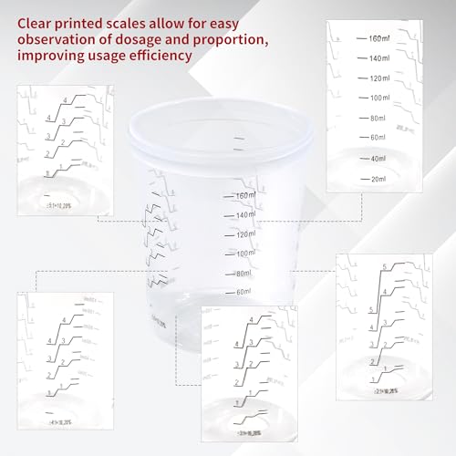 Disposable Paint Gun Cups for Spray Gun, 6oz(160ML) 50 Liners Kit | 50 Pack Disposable Liners and Lids For HVLP & LVLP Automotive Spray Gun, Car Painting, and Furniture - size: 6 ounce