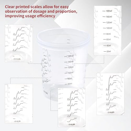 Disposable Paint Gun Cups for Spray Gun, 6oz(160ML) 50 Liners Kit | 50 Pack Disposable Liners and Lids For HVLP & LVLP Automotive Spray Gun, Car Painting, and Furniture - size: 6 ounce