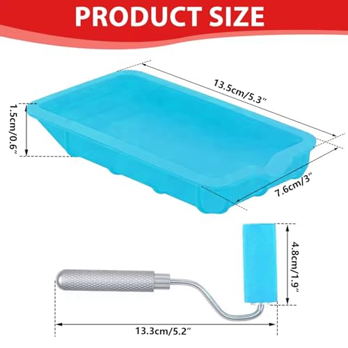 Glue Roller Set Silicone Glue Applicator with Tray for Woodworking, Arts and Crafts, Wood Projects, Furniture Repair and Professional Paint Kit Sky-blue - color: Sky-blue