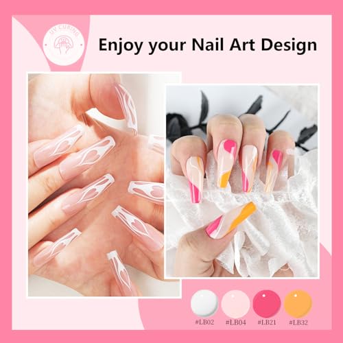 JODSONE Gel Polish Nail Art Gel Liner Set 32 Colors Orange Grey Pink Green Blue White Black Need U V Lamp Cured with Thin Brush,Nail Art Gifts for Women - color: LB01-LB32