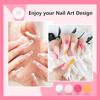 JODSONE Gel Polish Nail Art Gel Liner Set 32 Colors Orange Grey Pink Green Blue White Black Need U V Lamp Cured with Thin Brush,Nail Art Gifts for Women - color: LB01-LB32