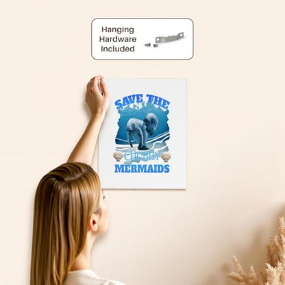 3dRose Save the chubby mermaids also known as the manatees, gentle giants. Museum Grade Canvas Wrap 11x14 - size: 11"L x 14"W