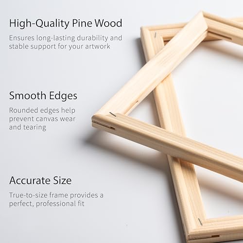 Bianyo 9x12 Inch Stretched Canvas for Painting – 8 Pack, 100% Cotton, Triple Primed & Acid-Free, Heavy-Duty Wood Frame, Blank Canvas for Acrylic, Oil, Watercolor & Mixed Media
