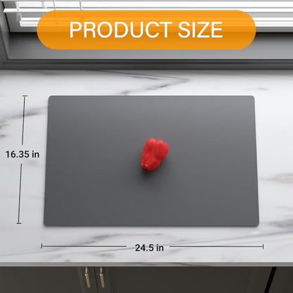 2-Pack Extra Thick Silicone Counter Mats - 24”x16” Large Heat Resistant Kitchen Countertop Protector, Non-Slip Hot Pad Trivet for Air Fryer, Hot Pots & Pans, Coffee Maker(Grey) - color: Gray