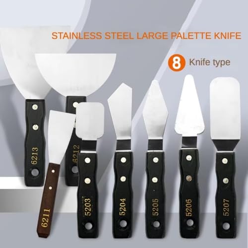 8 multi-shape large shovel blade single color palette scraper pointed knife oil paint acrylic gouache knife shovel creation paint