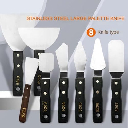 8 multi-shape large shovel blade single color palette scraper pointed knife oil paint acrylic gouache knife shovel creation paint
