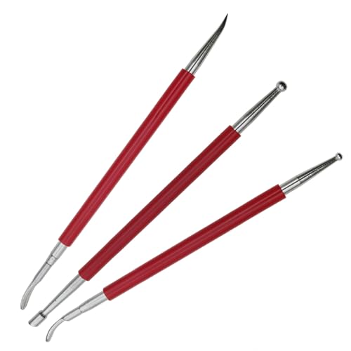 sunnates 3 PCS Leather Press Rub Tool Stainless Steel Leather Carving Modelling Tools Leather Carving Tools for DIY Leather Crafts