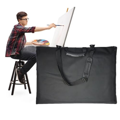 8K Waterproof Artist Portfolio Case for Men Women Art Portfolio Carry Case Bag Drawing Painting Sketching Boards Bag Adjustable Artist Shoulder Bag with Zipper&Handles Art Supplies Storage Bag (Black)