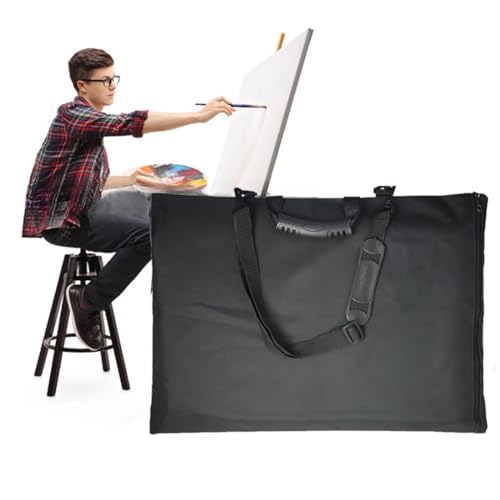 8K Waterproof Artist Portfolio Case for Men Women Art Portfolio Carry Case Bag Drawing Painting Sketching Boards Bag Adjustable Artist Shoulder Bag with Zipper&Handles Art Supplies Storage Bag (Black)