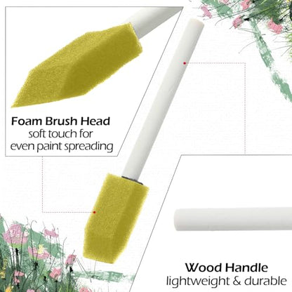 Leinuosen 200 Pcs Yellow Foam Brush Bulk Sponge Paint Brush with Handle 1inch Wood Grip Foam Art Paintbrushes for Paint Crafts Art Acrylics Stains - size: Yellow