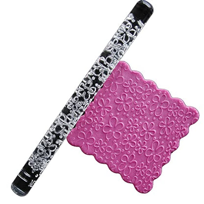 Rengue Acrylic Rolling Pin with 28 Patterns, Compliant Material, Comfortable Grip, 16 X 1 Cm, Lightweight for Dough and Pastry Acrylic Rolling Pin with 28 Patterns, Nan Kitchen (#5) - size: 51018 flowers