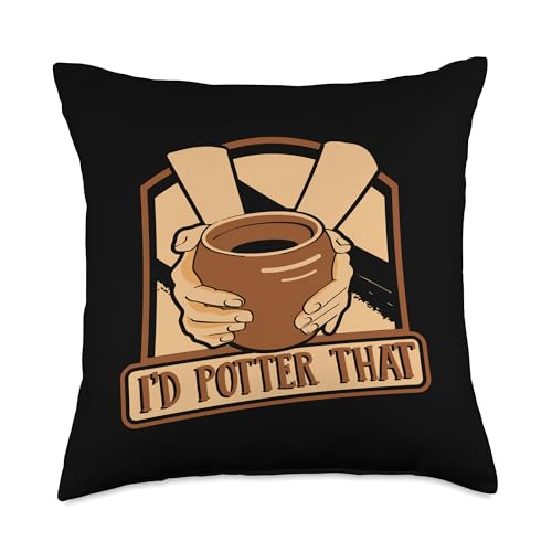 Professional Pottery Aprons Love Tools Kit Gifts I'd Potter Pro Wheel Hobby Lover Pottery Throw Pillow, 18x18, Multicolor - size: 18x18